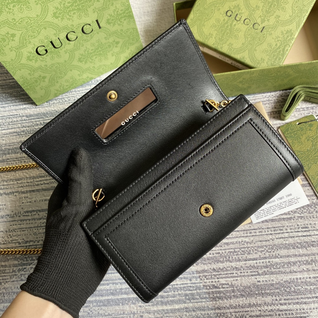 Gucci Diana Chain Wallet With Bamboo 658243 Black